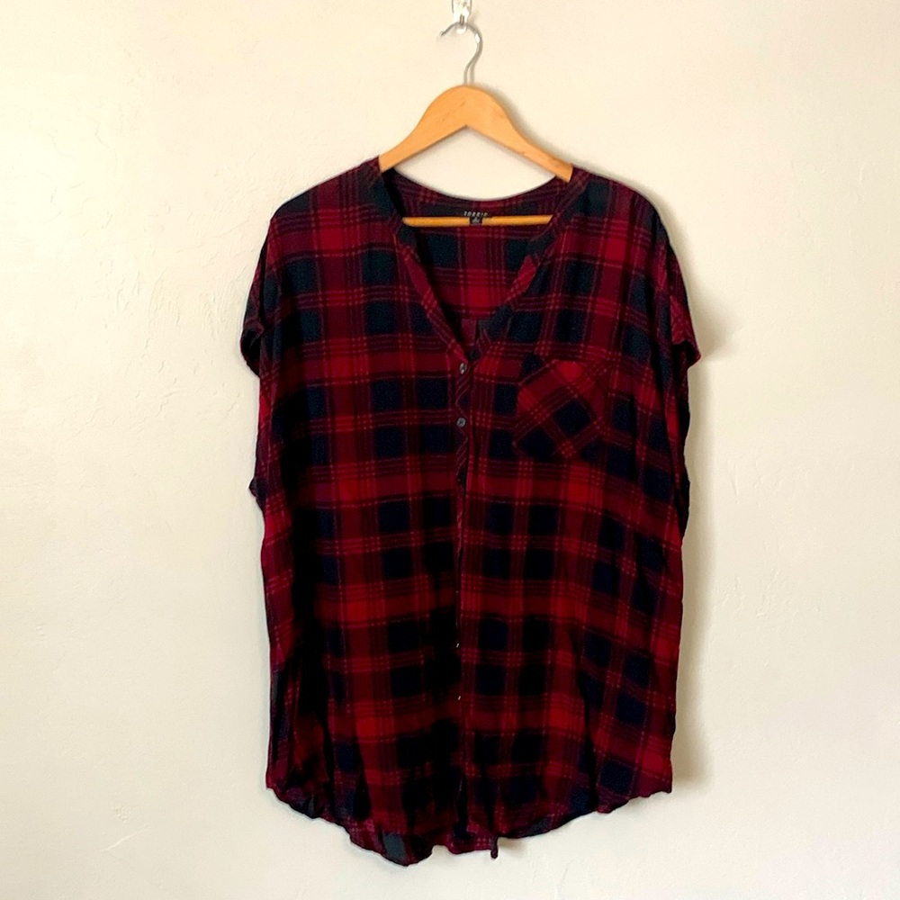 Torrid red plaid tunic, size 3X
